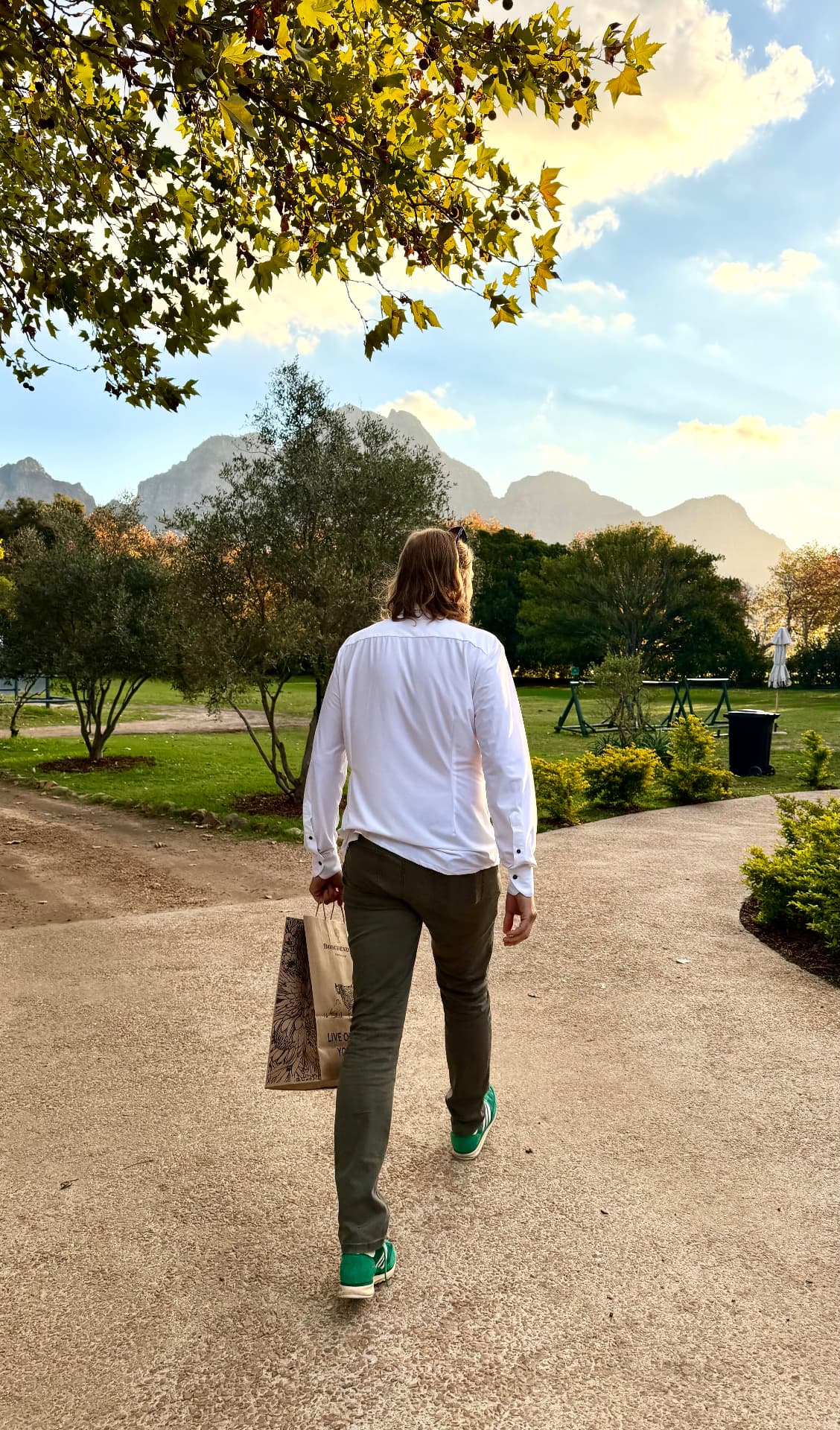 Walking through the estate gardens in late afternoon light